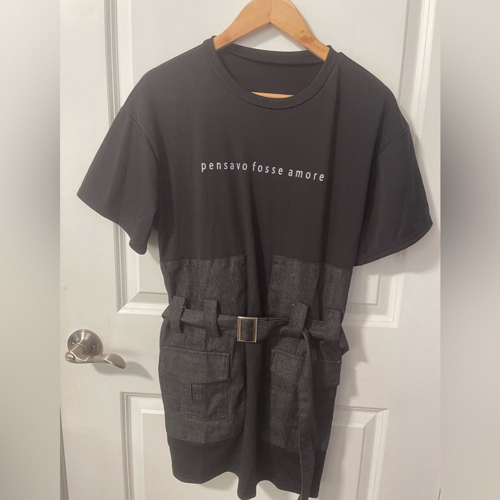 Women’s Black T-shirt dress with belt